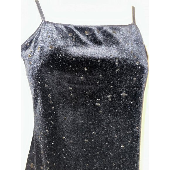 VTG 90's y2k Velvet liquid latex splattered bodycon Goth Dress Dark Fairy Prom M - Picture 6 of 11